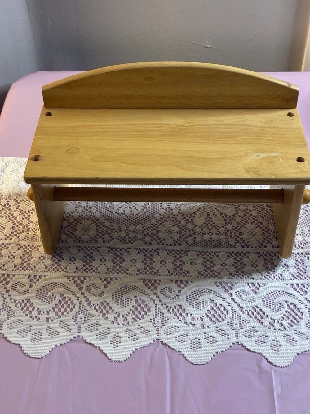 Vintage-Style Pine Wood Wall Mounted Paper Towel Holder with Display Shelf